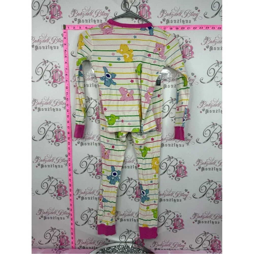 Care Bears Cream Striped Pajama Set with Pink Trim